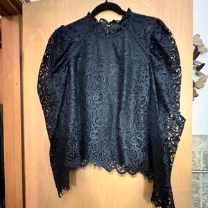 Lilly Pulitzer Averi Elegant Black Lace Top large NWT
